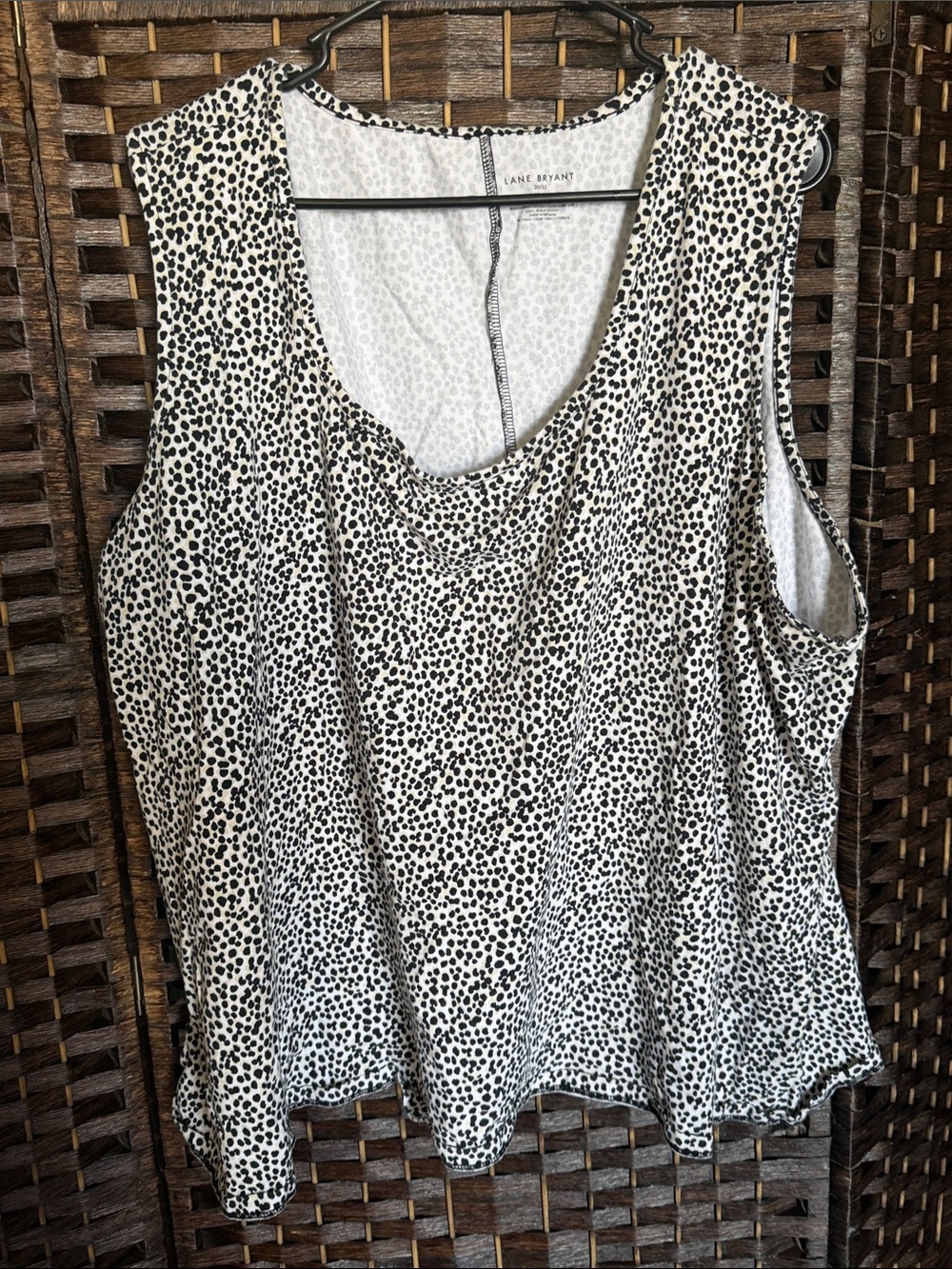 Lane Bryant Black and White Dotted Scoop Tank Top